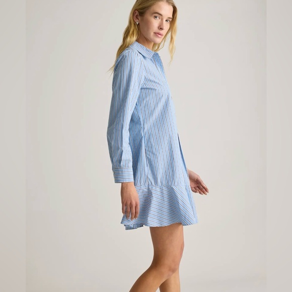 NWT Quince 100% Organic Cotton Drop Waist Shirt Dress in Tribeca Stripe - Picture 5 of 12